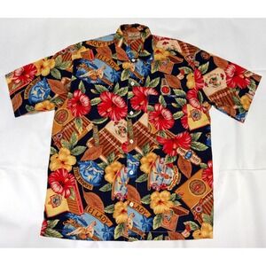Michael's Men's Short Sleeve Button Front Casual Lei Lady Cigar Shirt Size Large